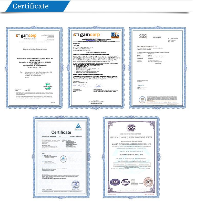 certificate of solar panels cable clip