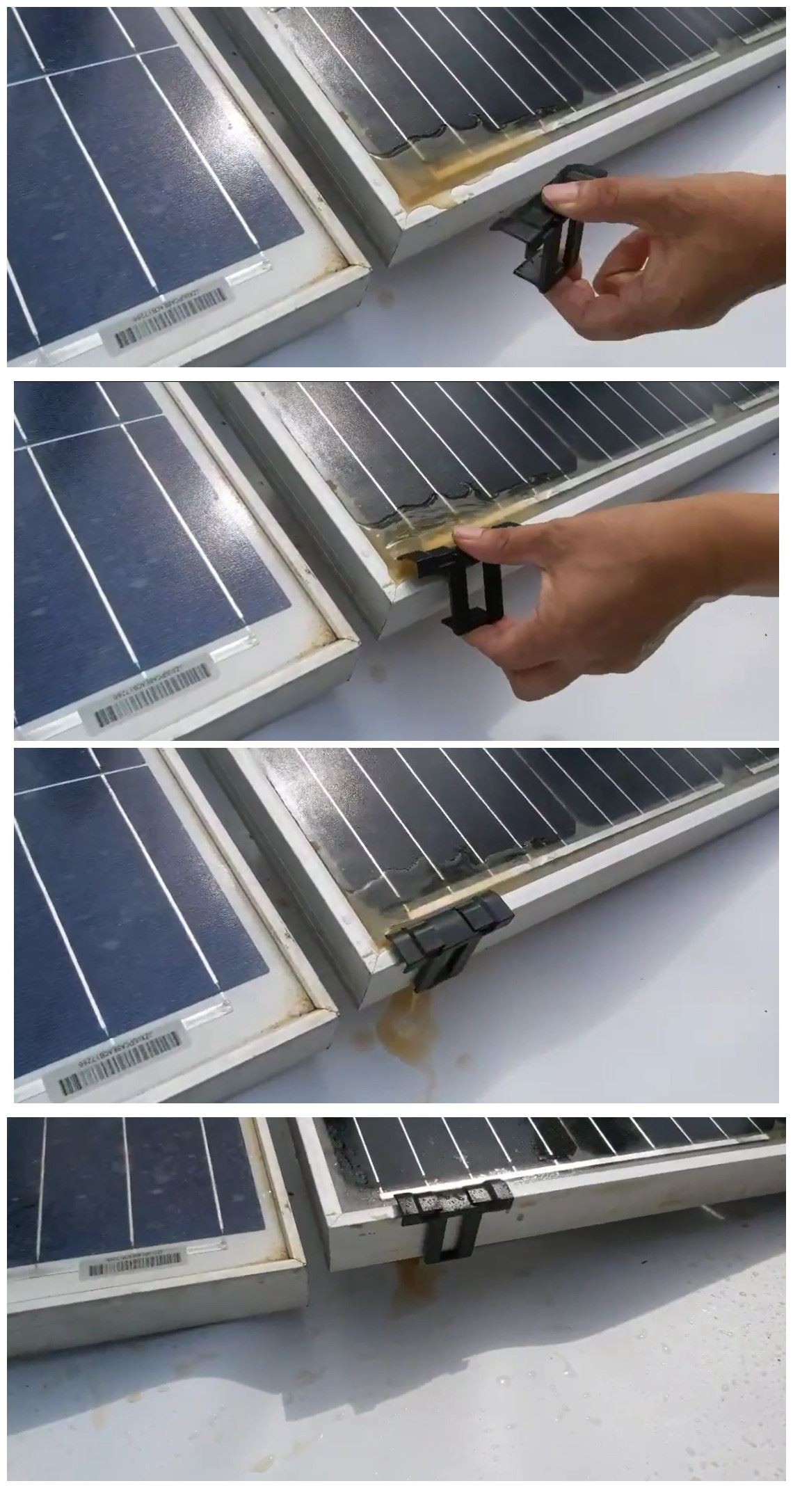 Photovoltaic Panels Water Drainage Clips Real Scene Photovoltaic Panels Water Drainage Clips Real Scene